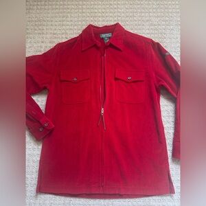 Lauren Ralph Lauren Red Corduroy Zip Front Shirt Jacket Petite P